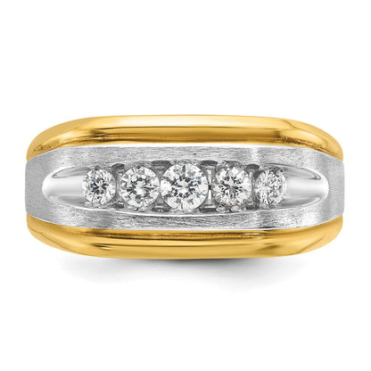 14K Bicolor Herrenring, poliert und satiniert, 0,5K Diamant komplett