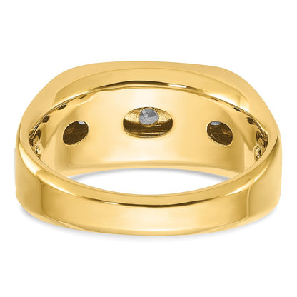 14K Bicolor Herrenring, poliert und satiniert, 0,5K Diamant komplett