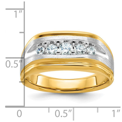 14K Bicolor Herrenring, poliert und satiniert, 0,5K Diamant komplett