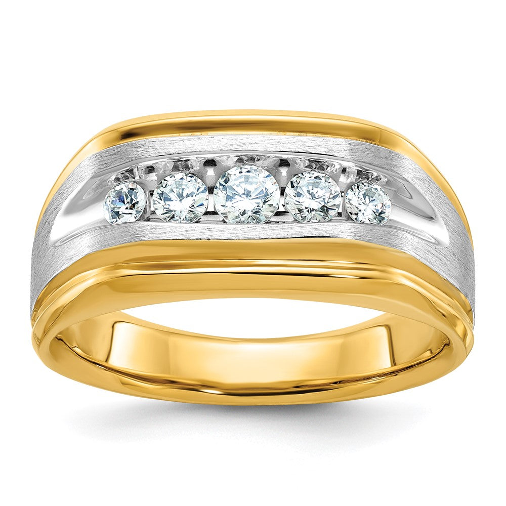 14K Bicolor Herrenring, poliert und satiniert, 0,5K Diamant komplett