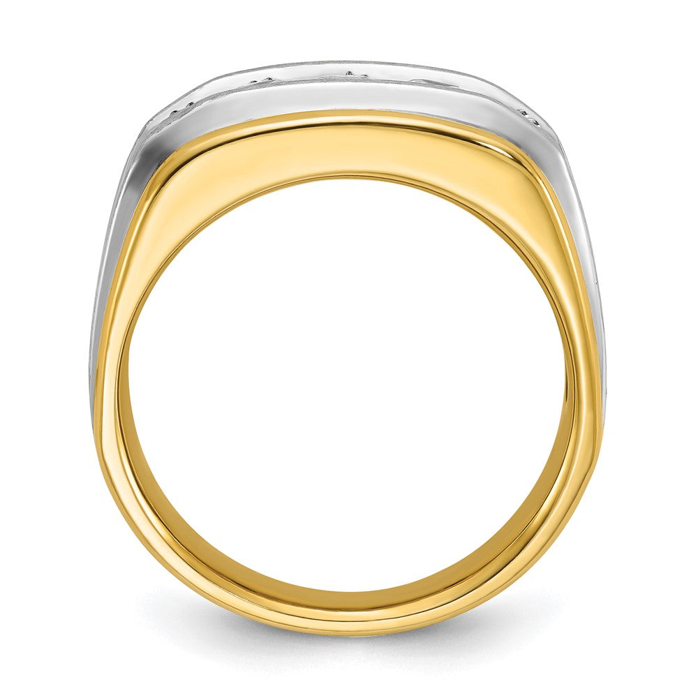 14K Bicolor Herrenring mit 1 ct. im Labor gezüchteten Diamanten VS/SI+ G+, Fünf-Stein, poliert und satiniert