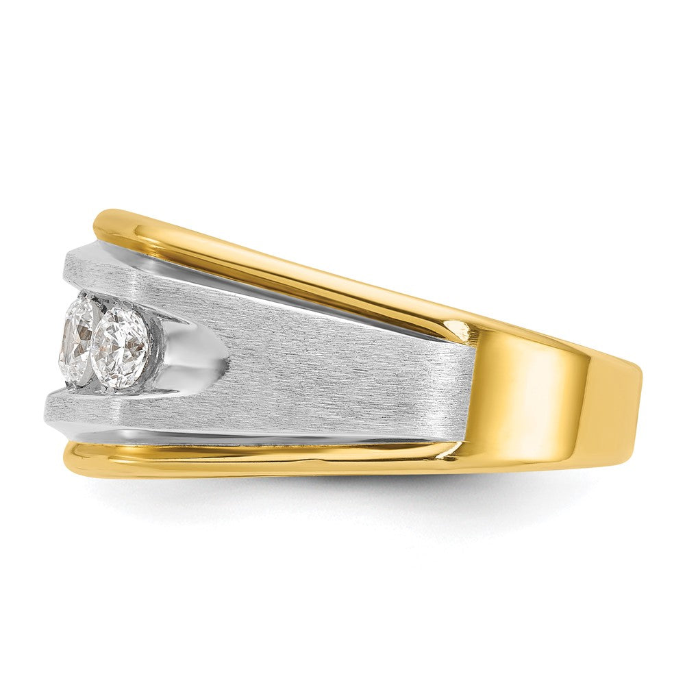 14K Bicolor Herren-Diamantring mit Satinfinish, 1K