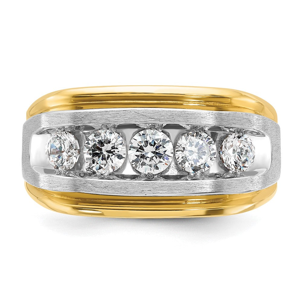 14K Bicolor Herren-Diamantring mit Satinfinish, 1K