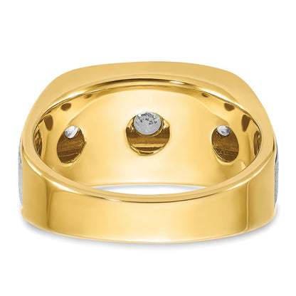 14K Bicolor Herren-Diamantring mit Satinfinish, 1K