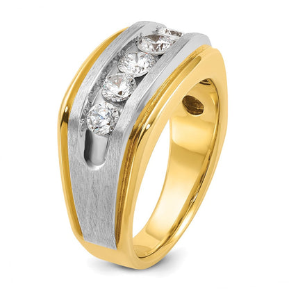 14K Bicolor Herren-Diamantring mit Satinfinish, 1K