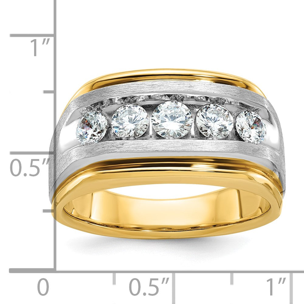 14K Bicolor Herren-Diamantring mit Satinfinish, 1K