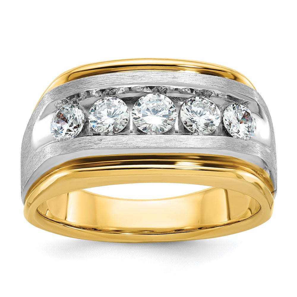 14K Bicolor Herren-Diamantring mit Satinfinish, 1K