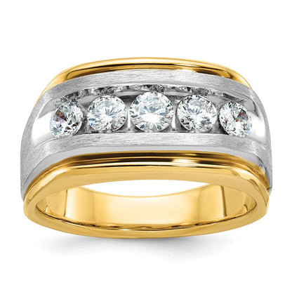 14K Bicolor Herren-Diamantring mit Satinfinish, 1K