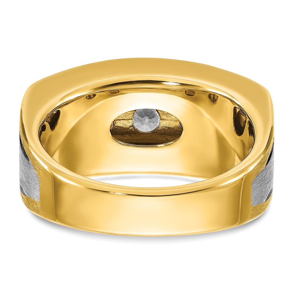 14K Bicolor-Gold Herrenring mit Schwarzrhodium und 2 ct. Diamanten