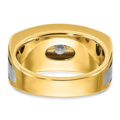 14K Bicolor-Gold Herrenring mit Schwarzrhodium und 2 ct. Diamanten