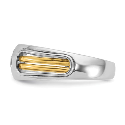 14K Bicolor-Gold Herren-Ring mit 0,2 ct. Diamanten