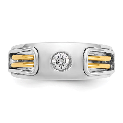14K Bicolor-Gold Herren-Ring mit 0,2 ct. Diamanten
