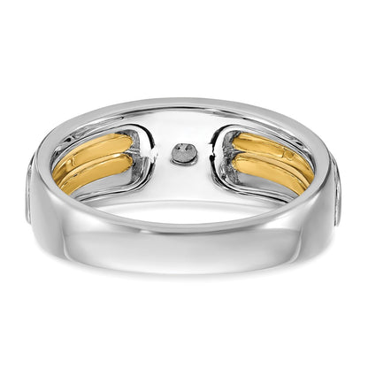 14K Bicolor-Gold Herren-Ring mit 0,2 ct. Diamanten