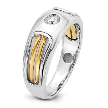 14K Bicolor-Gold Herren-Ring mit 0,2 ct. Diamanten