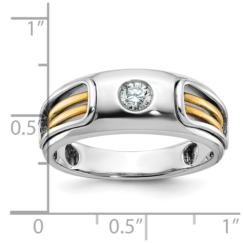 14K Bicolor-Gold Herren-Ring mit 0,2 ct. Diamanten