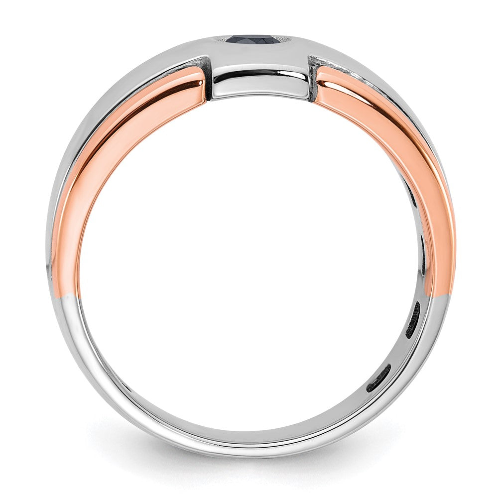 14K Weiß-/Roségold zweifarbiger Herrenring mit 0,25K schwarzen Diamanten