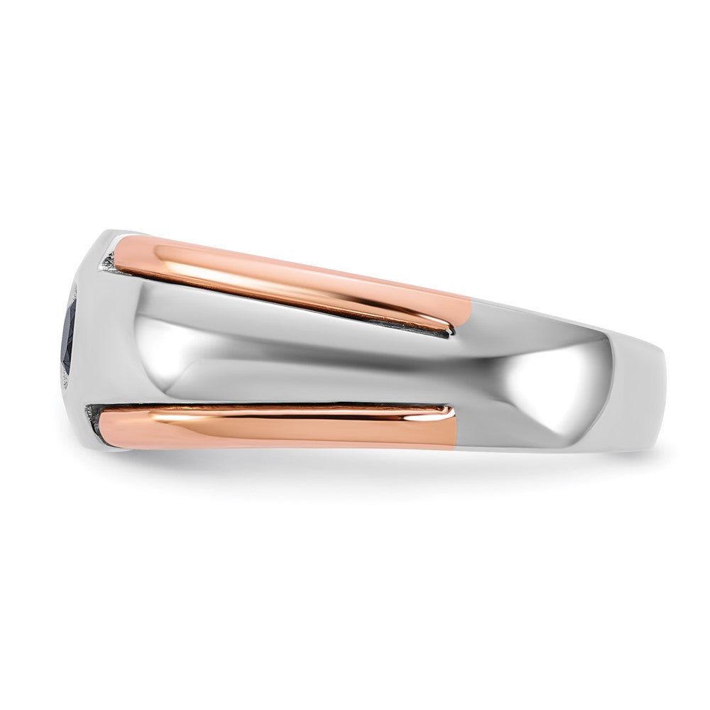 14K Weiß-/Roségold zweifarbiger Herrenring mit 0,25K schwarzen Diamanten
