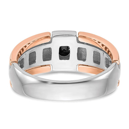 14K Weiß-/Roségold zweifarbiger Herrenring mit 0,25K schwarzen Diamanten
