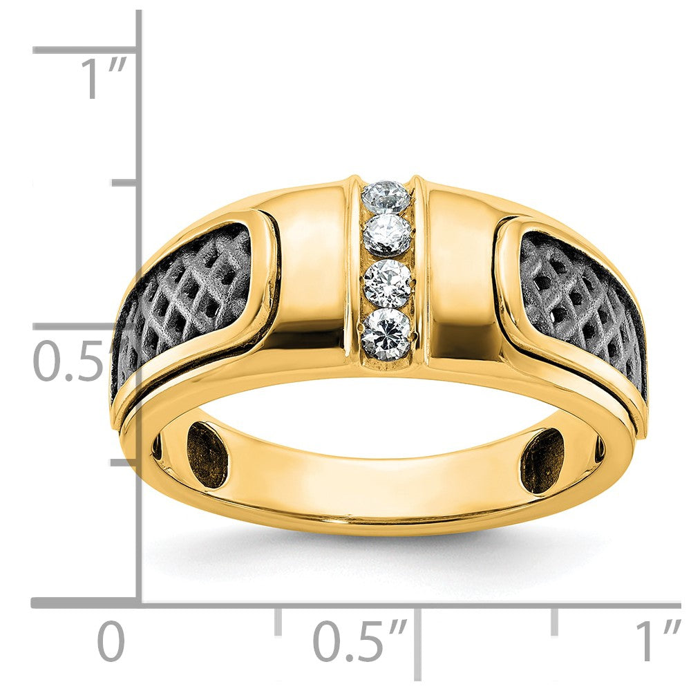 10K Gelbgold Ibgoodman Herren mit Schwarz Rhodium Diamant Komplett Ring