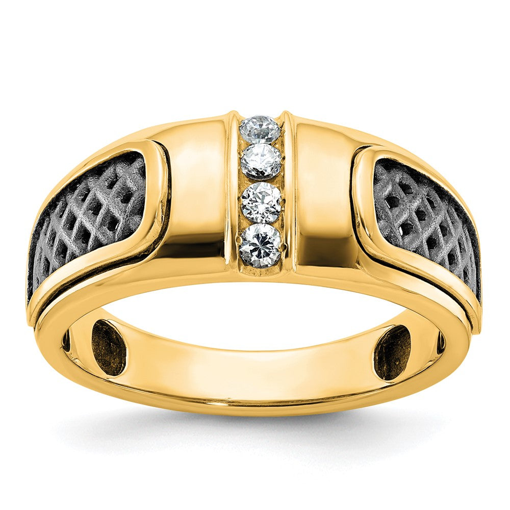 10K Gelbgold Ibgoodman Herren mit Schwarz Rhodium Diamant Komplett Ring