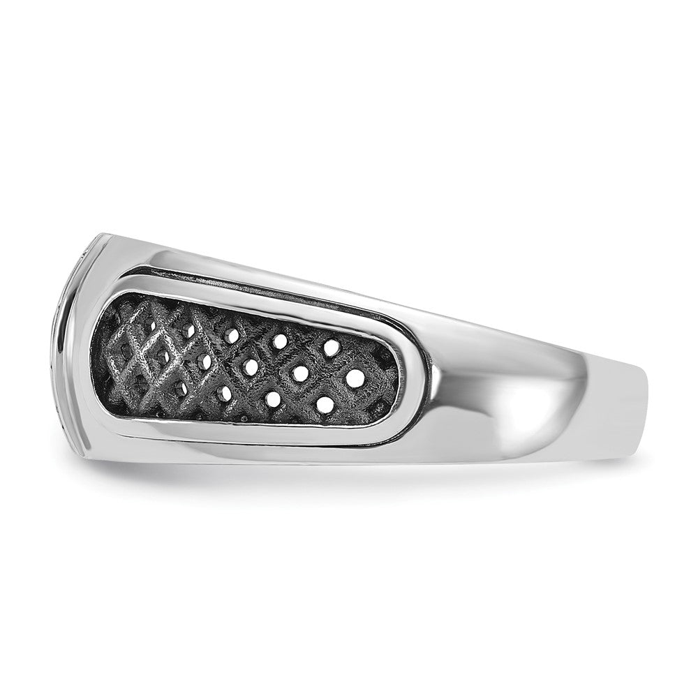 14K Weißgold mit Schwarzrhodinium Herren-Ring mit 0,2 ct. Diamanten, komplett besetzt