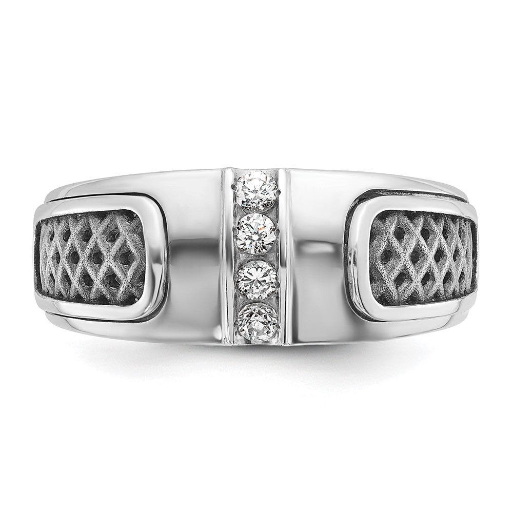 14K Weißgold mit Schwarzrhodinium Herren-Ring mit 0,2 ct. Diamanten, komplett besetzt
