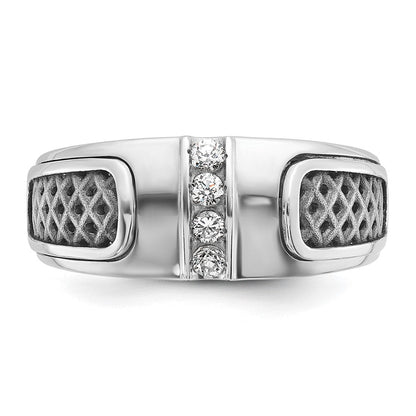 14K Weißgold mit Schwarzrhodinium Herren-Ring mit 0,2 ct. Diamanten, komplett besetzt