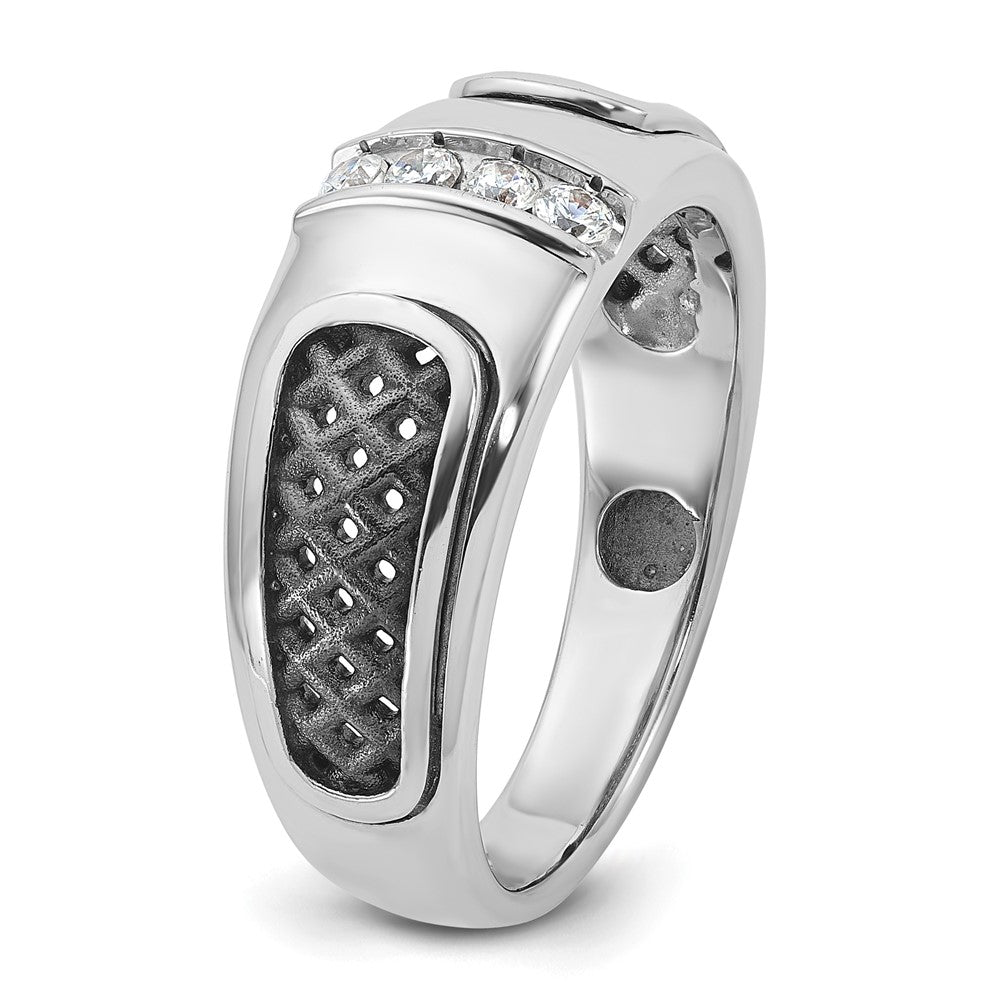 14K Weißgold mit Schwarzrhodinium Herren-Ring mit 0,2 ct. Diamanten, komplett besetzt
