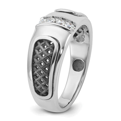 14K Weißgold mit Schwarzrhodinium Herren-Ring mit 0,2 ct. Diamanten, komplett besetzt
