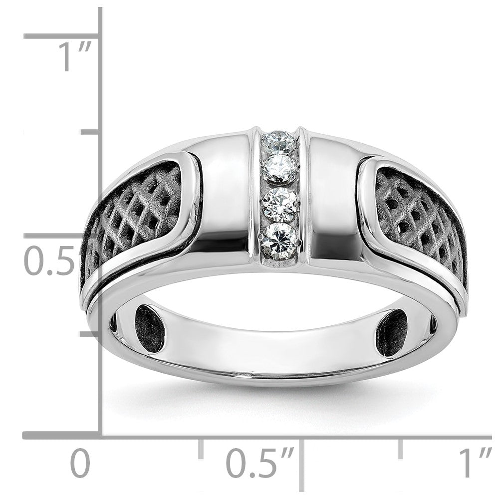 14K Weißgold mit Schwarzrhodinium Herren-Ring mit 0,2 ct. Diamanten, komplett besetzt
