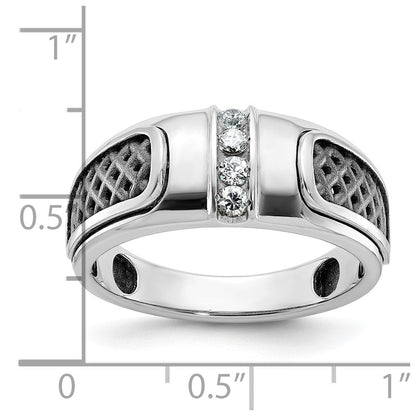 14K Weißgold mit Schwarzrhodinium Herren-Ring mit 0,2 ct. Diamanten, komplett besetzt