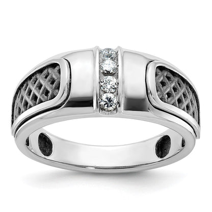 14K Weißgold mit Schwarzrhodinium Herren-Ring mit 0,2 ct. Diamanten, komplett besetzt