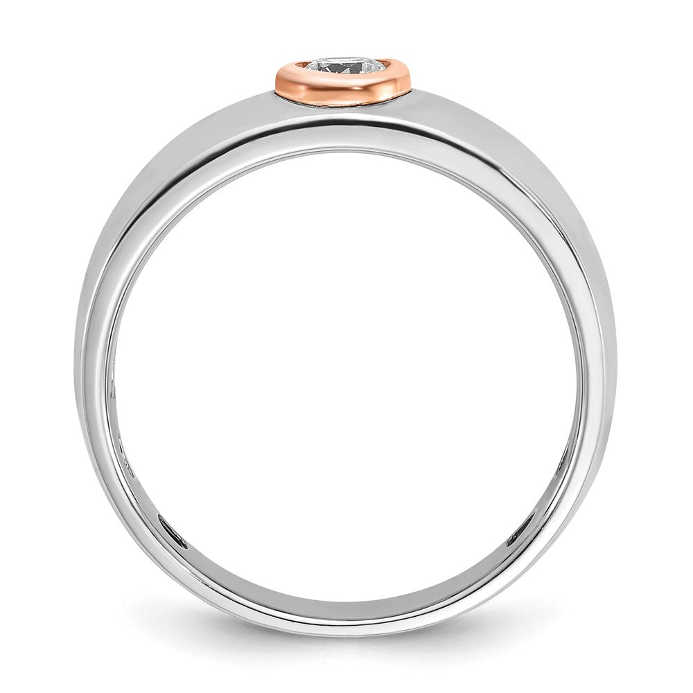 14K Weiß-/Roségold Zweifarbiger Herrenring mit 0,25K Diamant