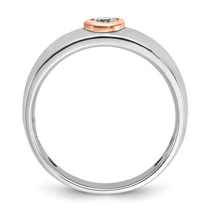 14K Weiß-/Roségold Zweifarbiger Herrenring mit 0,25K Diamant