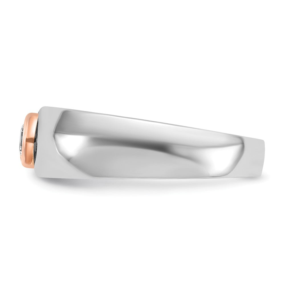 14K Weiß-/Roségold Zweifarbiger Herrenring mit 0,25K Diamant