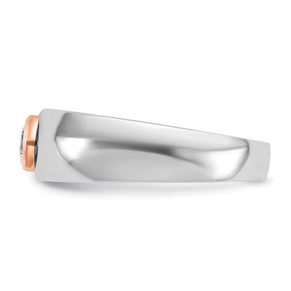 14K Weiß-/Roségold Zweifarbiger Herrenring mit 0,25K Diamant