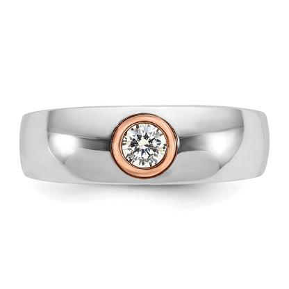 14K Weiß-/Roségold Zweifarbiger Herrenring mit 0,25K Diamant