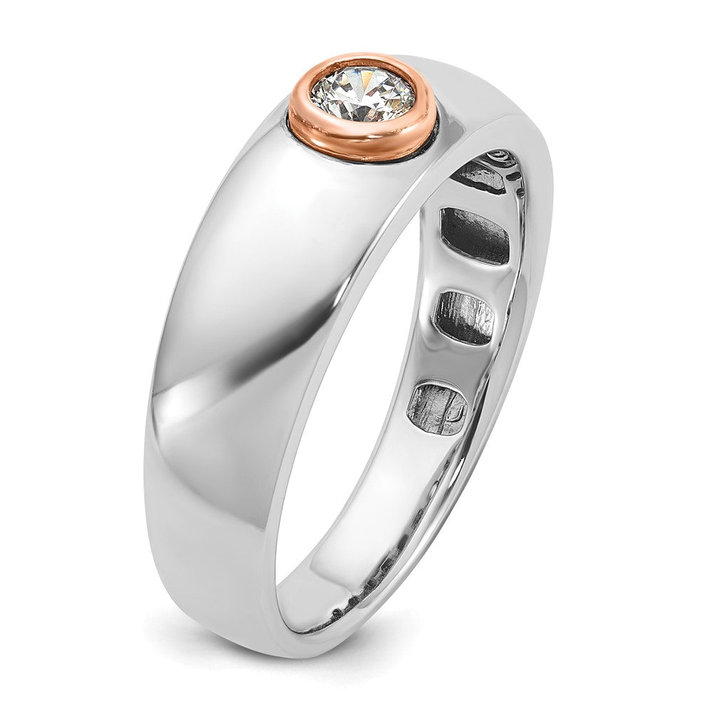 14K Weiß-/Roségold Zweifarbiger Herrenring mit 0,25K Diamant