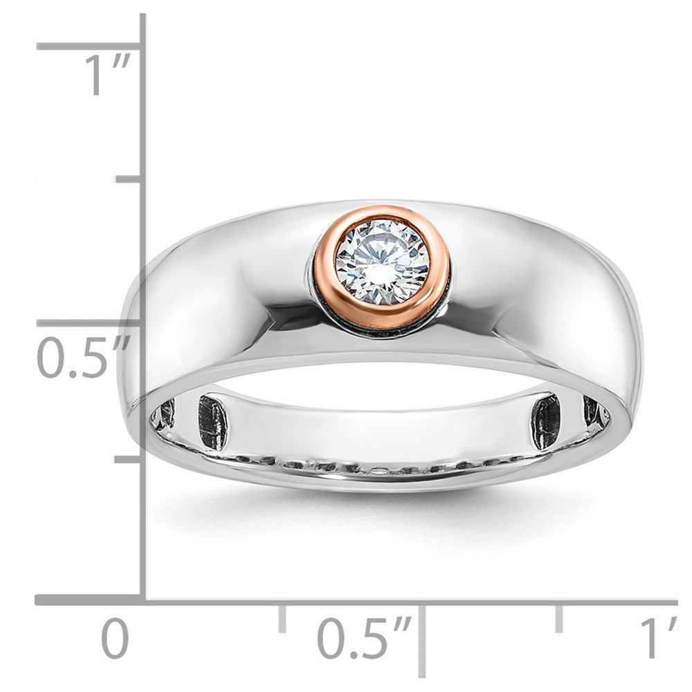 14K Weiß-/Roségold Zweifarbiger Herrenring mit 0,25K Diamant