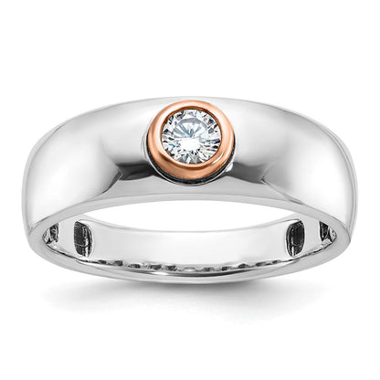 14K Weiß-/Roségold Zweifarbiger Herrenring mit 0,25K Diamant