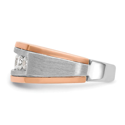 Herren-Diamantring aus 585 Weiß-/Roségold, zweifarbig, satiniert, 1K, komplett