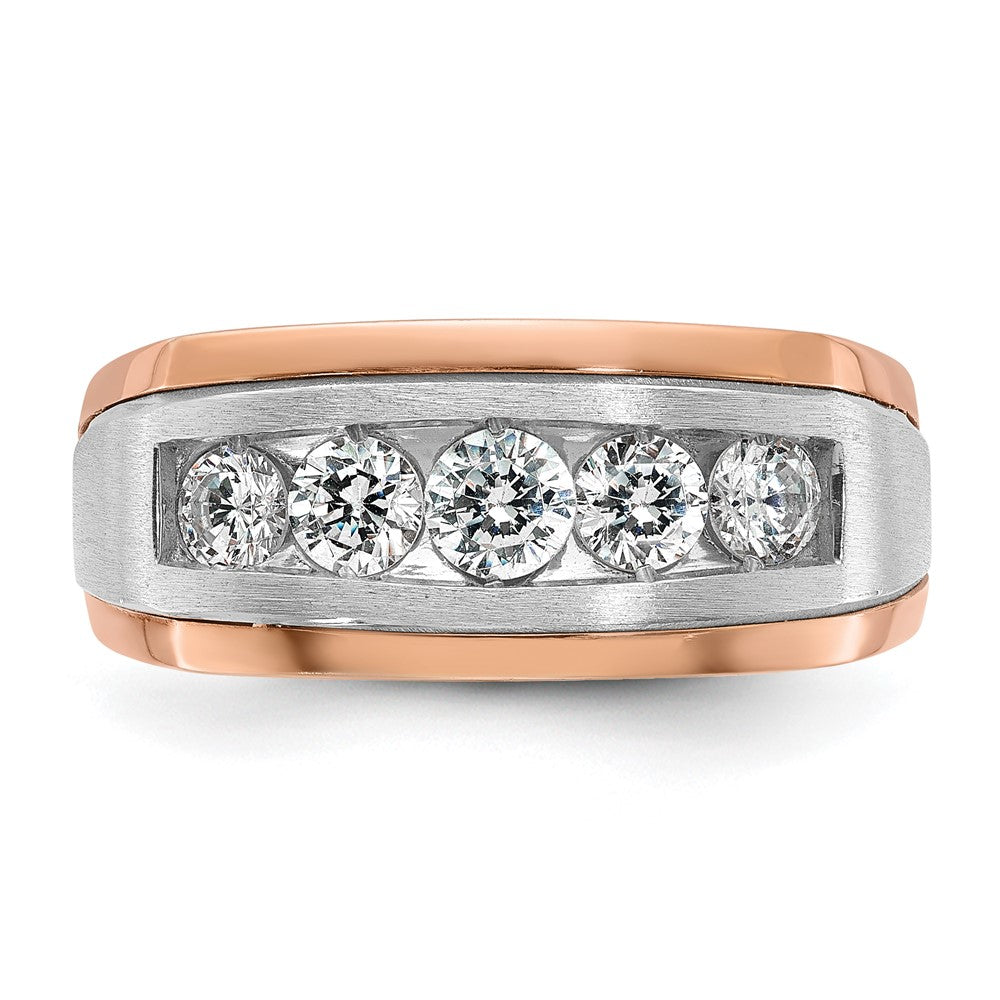 Herren-Diamantring aus 585 Weiß-/Roségold, zweifarbig, satiniert, 1K, komplett