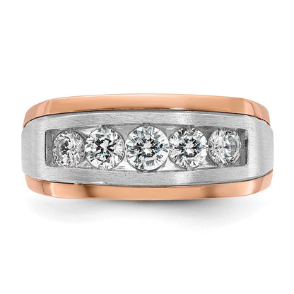 Herren-Diamantring aus 585 Weiß-/Roségold, zweifarbig, satiniert, 1K, komplett