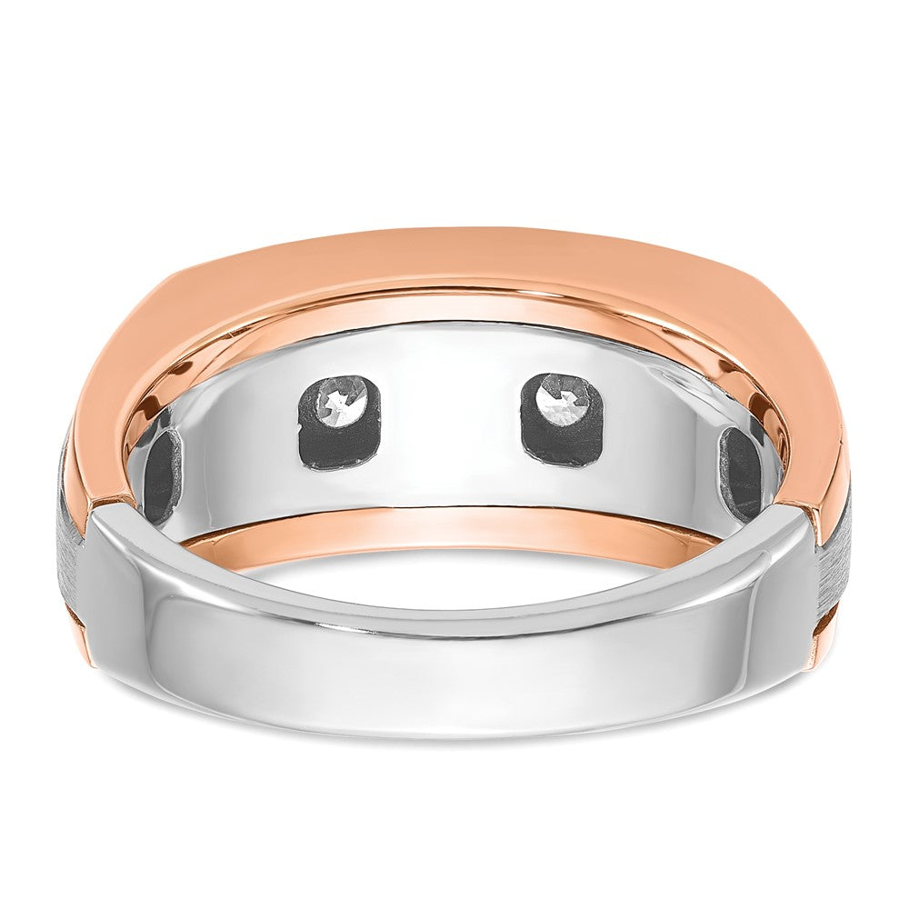 Herren-Diamantring aus 585 Weiß-/Roségold, zweifarbig, satiniert, 1K, komplett