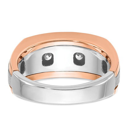 Herren-Diamantring aus 585 Weiß-/Roségold, zweifarbig, satiniert, 1K, komplett