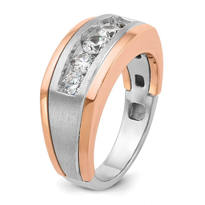 Herren-Diamantring aus 585 Weiß-/Roségold, zweifarbig, satiniert, 1K, komplett