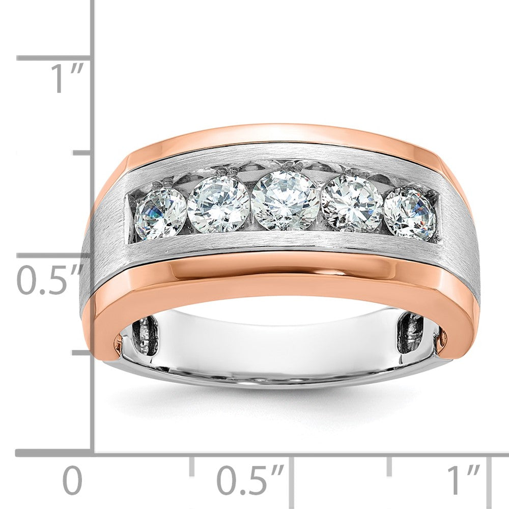 Herren-Diamantring aus 585 Weiß-/Roségold, zweifarbig, satiniert, 1K, komplett
