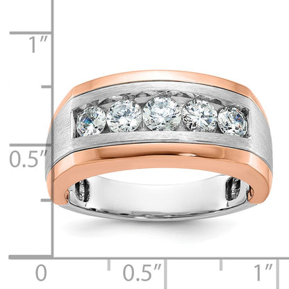 Herren-Diamantring aus 585 Weiß-/Roségold, zweifarbig, satiniert, 1K, komplett