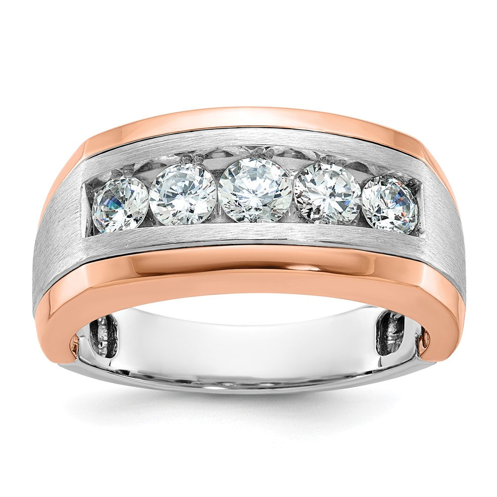 Herren-Diamantring aus 585 Weiß-/Roségold, zweifarbig, satiniert, 1K, komplett