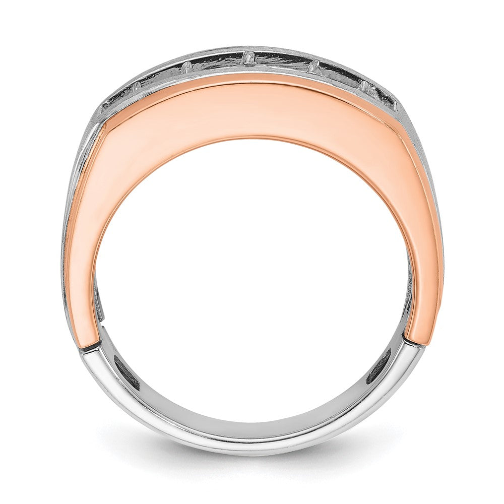 Herren-Diamantring aus 585 Weiß-/Roségold, zweifarbig, satiniert, 1K, komplett